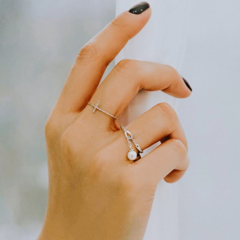 Gold Vermeil 14K Gold Layered over 925 Sterling Silver Adjustable Pearl Ring Her